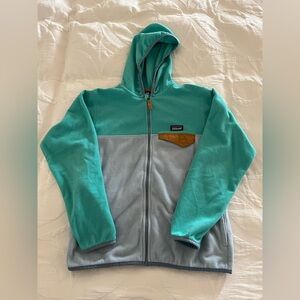 Patagonia Youth Girls Size Large (12) Lightweight Hooded Zip Up Fleece Jacket